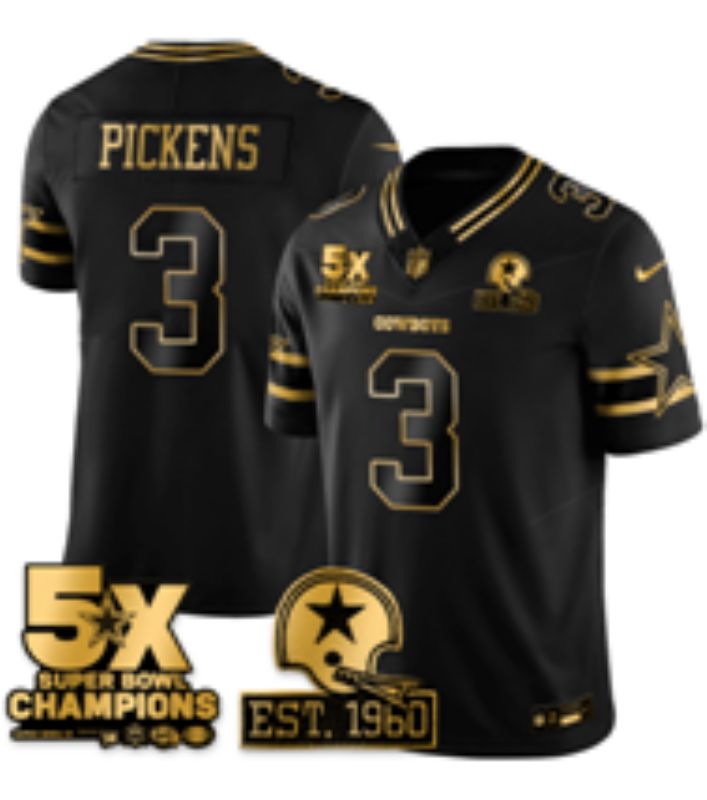 Men 2026 Dallas Cowboys #3 Pickens Black gold 6th generation Nike Limited NFL Jersey style 08->dallas cowboys->NFL Jersey